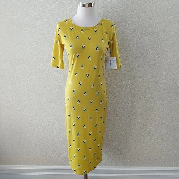 Robe Julia LuLaRoe à Rayures Bleues - Taille S, Genoux, Manches Courtes - Neuf Sans étiquettes